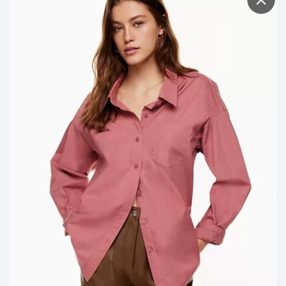 Aritzia Womens 2XL Wilfred Free Poplin Button Relaxed Oversized Shirt Purple